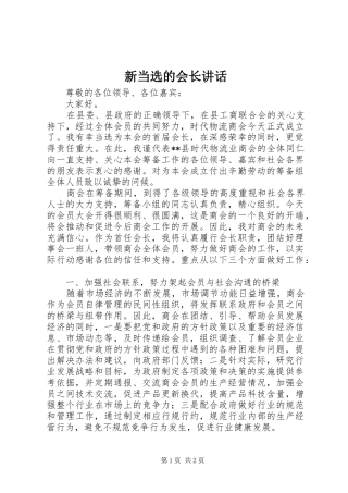 新当选的会长讲话发言