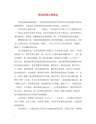 劳动纪律心得体会 