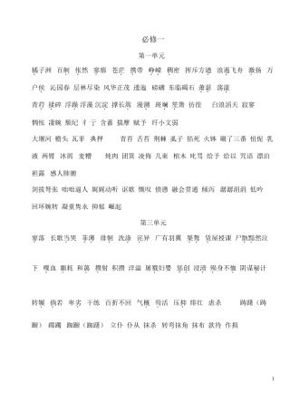 高中语文新教材应掌握的词语_必修一