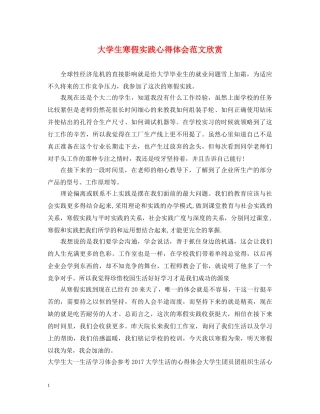 大学生寒假实践心得体会范文欣赏 