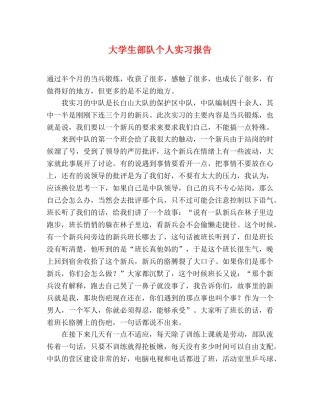 大学生部队个人实习报告 