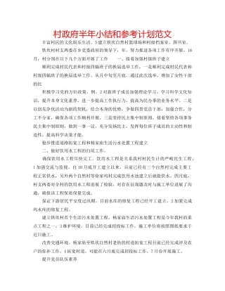 村政府半年小结和参考计划范文 