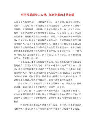 科学发展观学习心得：抓到老鼠的才是好猫 