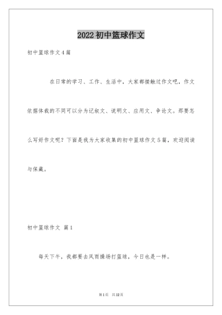 2024初中篮球作文