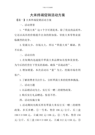 大米终端促销活动方案