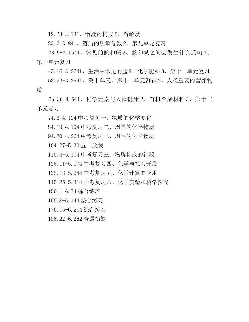 九年级化学下学期教学参考计划 _第3页