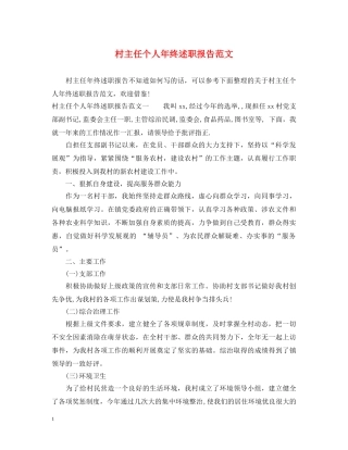 村主任个人年终述职报告范文 