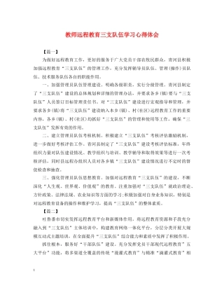 教师远程教育三支队伍学习心得体会 