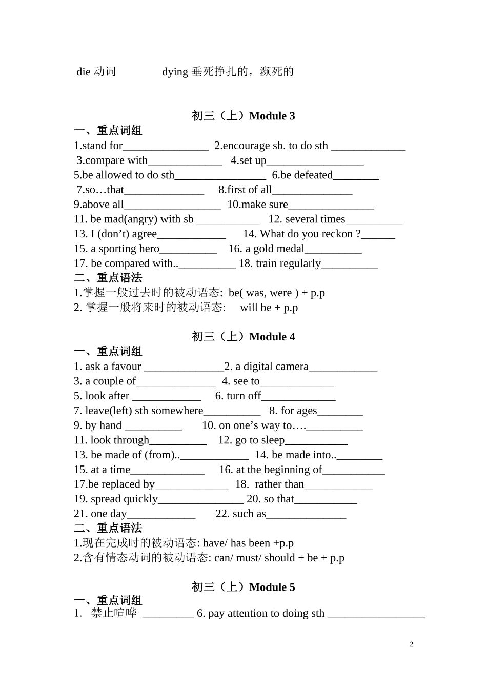 初三模块知识点_第2页