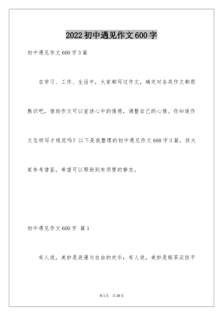 2024初中遇见作文600字