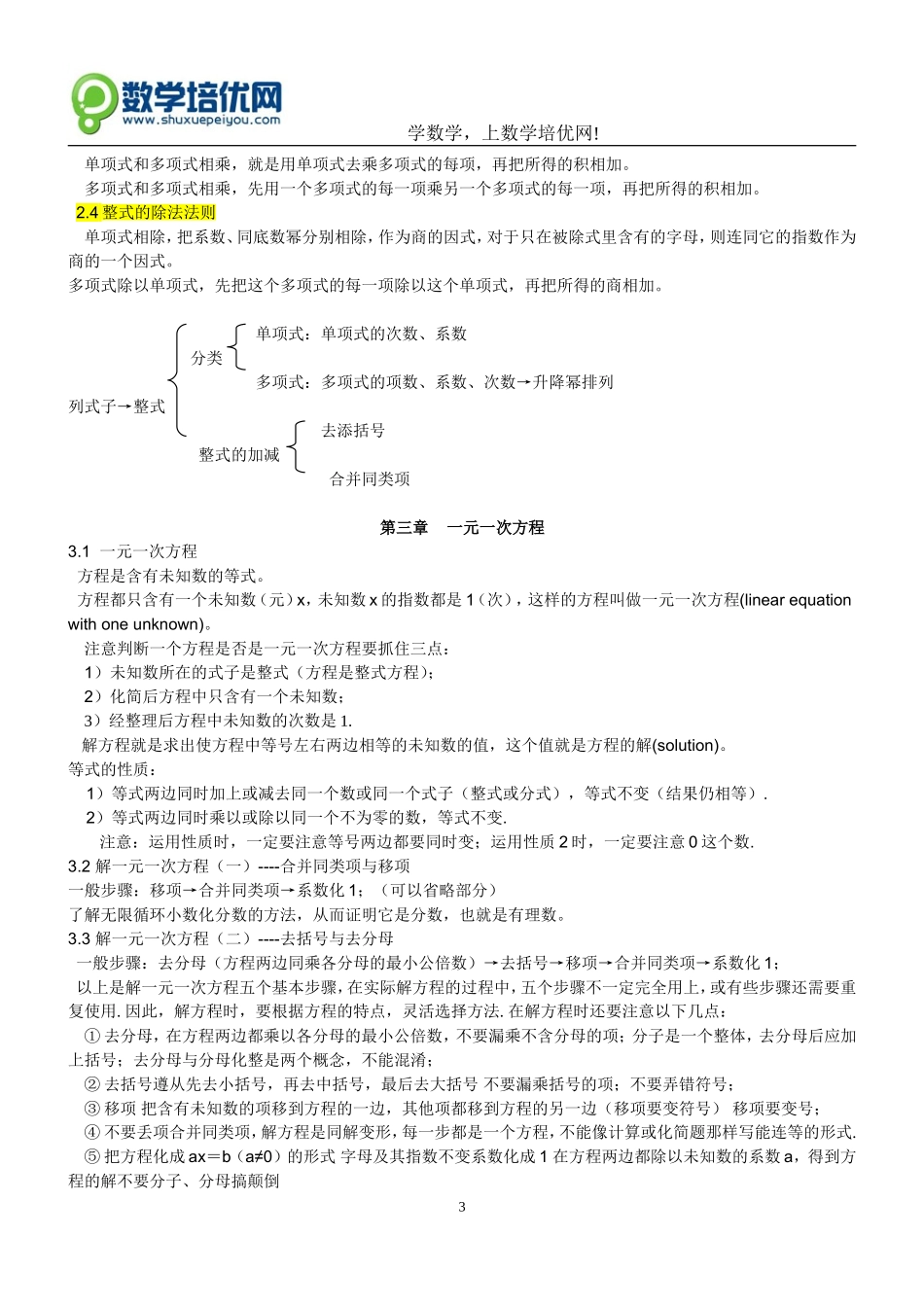 人教版七年级数学上册复习提纲_第3页