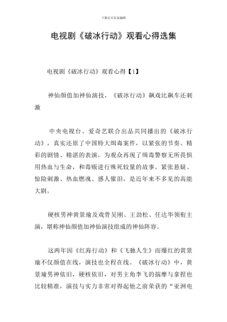 电视剧《破冰行动》观看心得选集