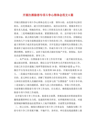 开展扫黑除恶专项斗争心得体会范文6篇 
