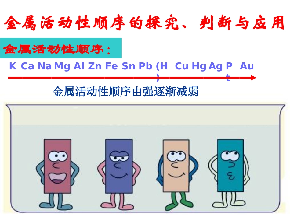 金属活动性顺序的探究、判断与应用_第1页