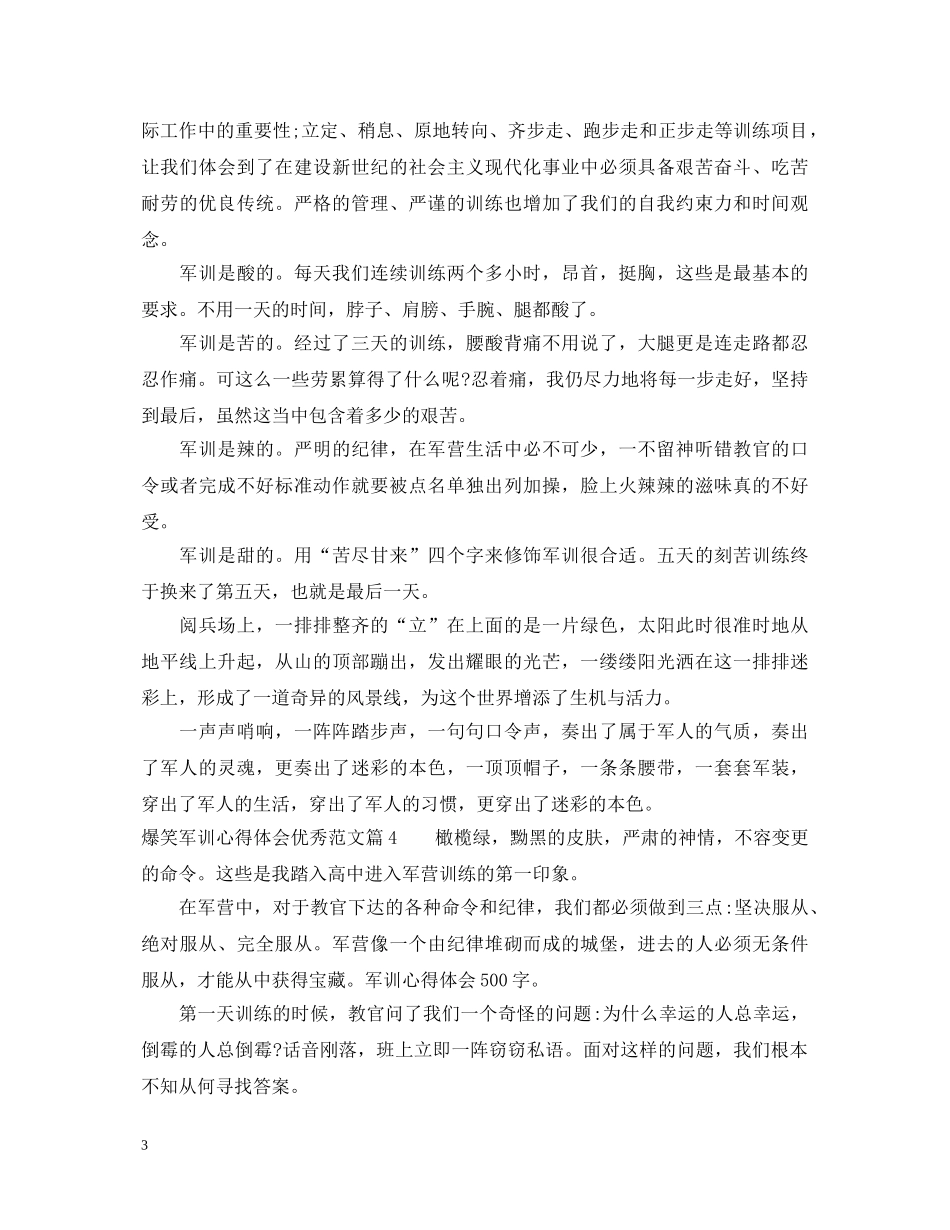爆笑军训心得体会优秀范文 _第3页