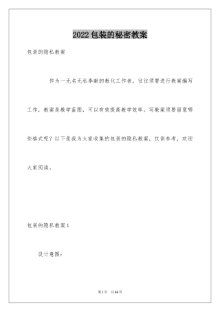 2024包装的秘密教案