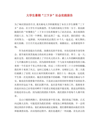 大学生暑期“三下乡”社会实践报告 