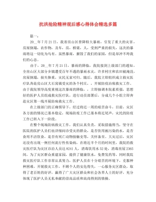 抗洪抢险精神观后感心得体会精选多篇 