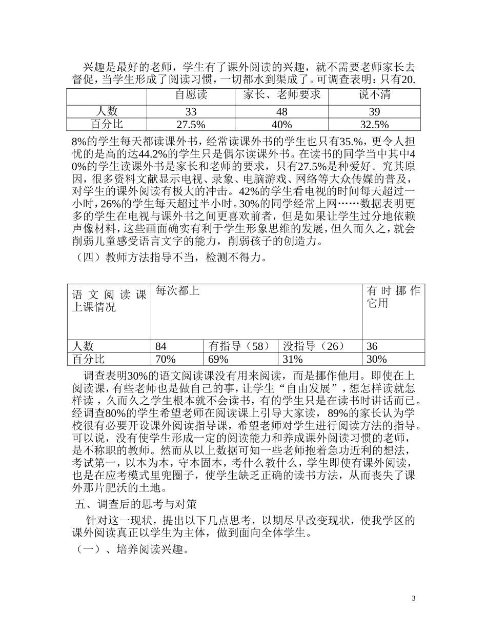 关于小学生课外阅读现状的调查报告_第3页