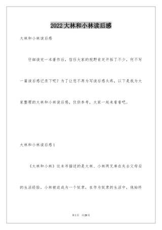 2024大林和小林读后感