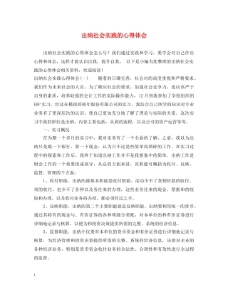 出纳社会实践的心得体会 