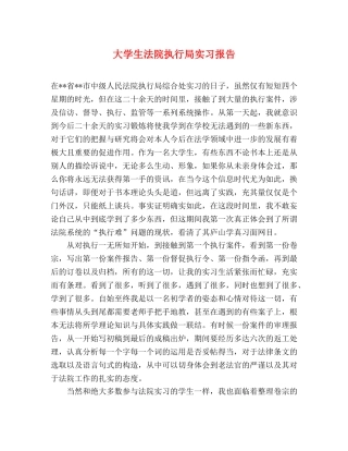大学生法院执行局实习报告 