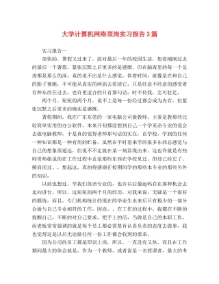 大学计算机网络顶岗实习报告3篇 