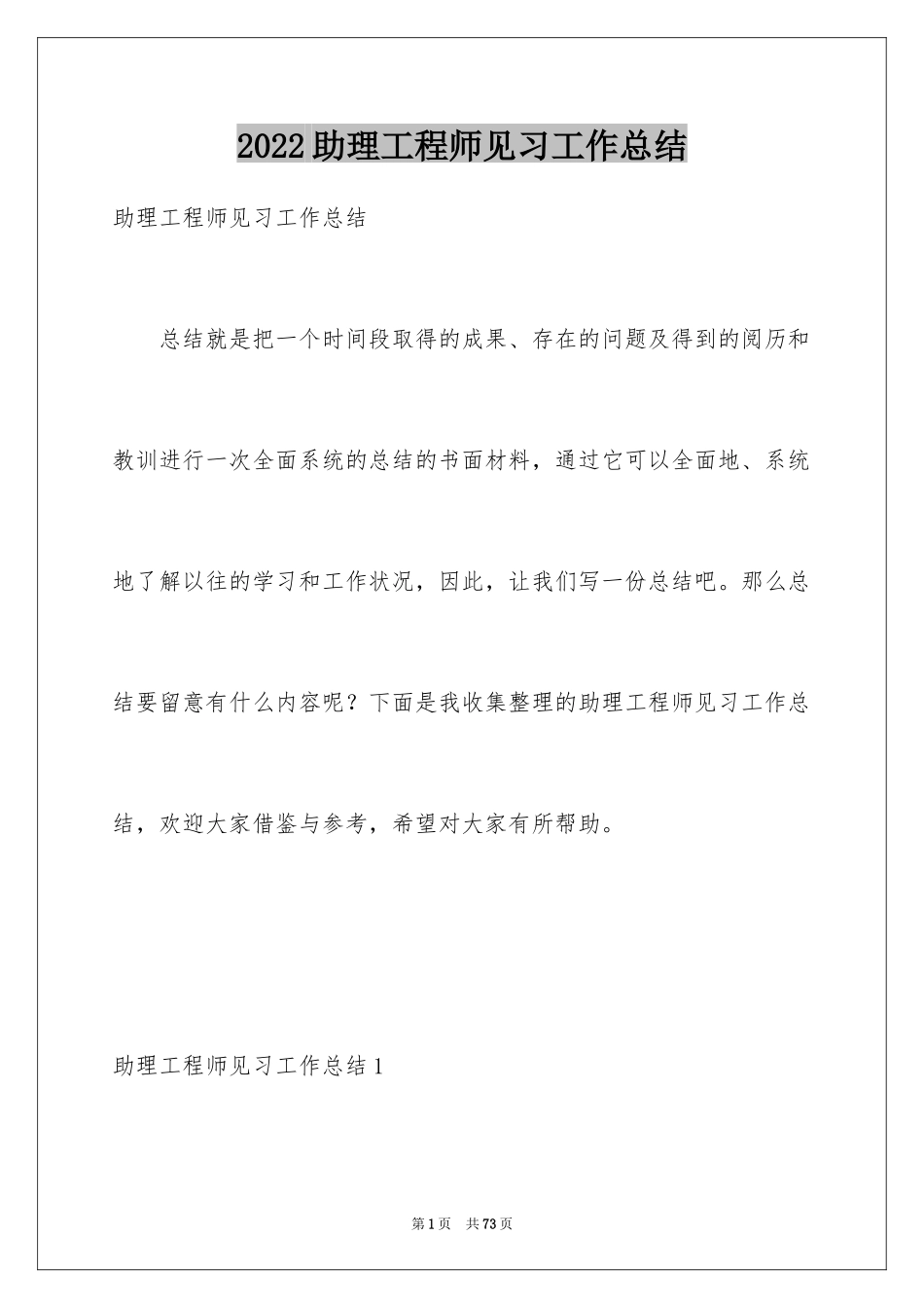 2024助理工程师见习工作总结_第1页