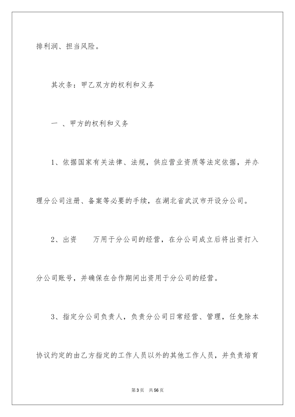 2024合作成立分公司协议书_第3页