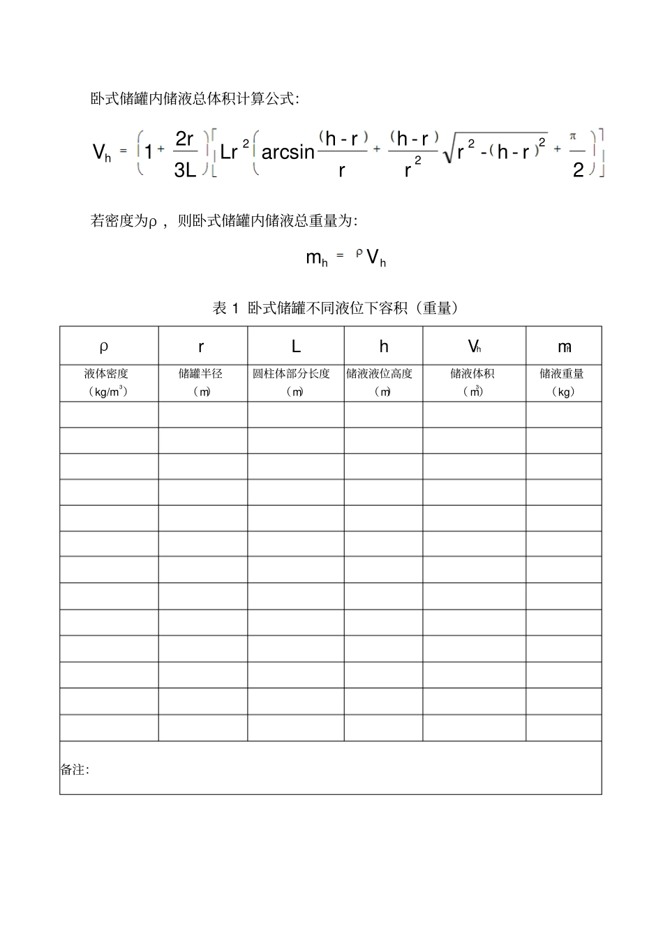卧式储罐不同液位下地容积高质量计算_第2页