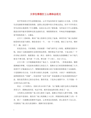 大学生寒假打工心得体会范文 