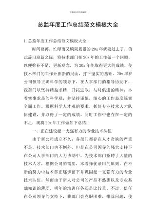 总监年度工作总结范文模板大全