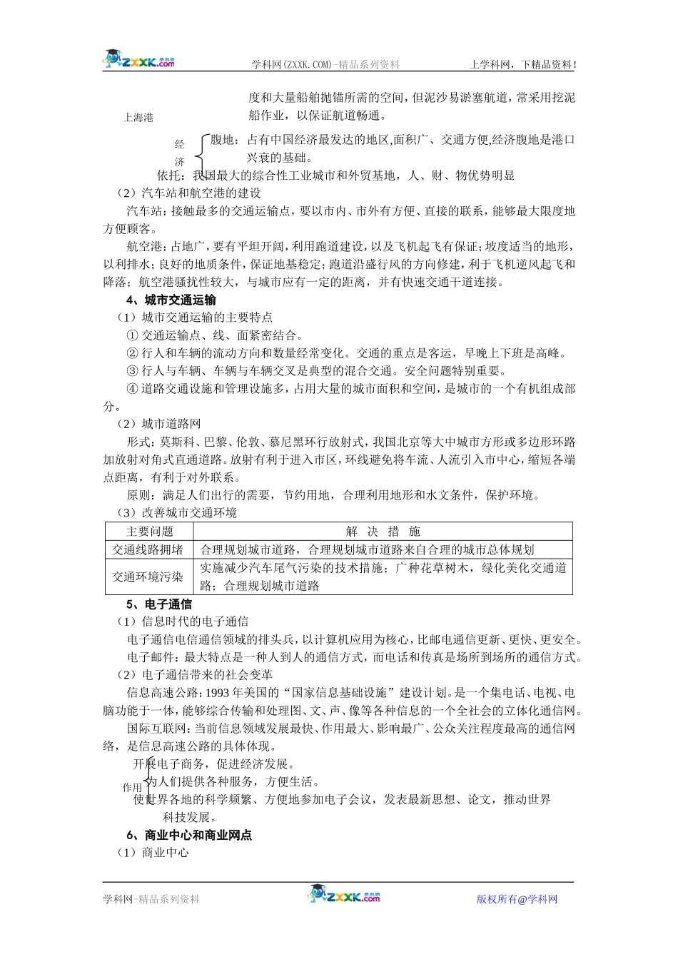 【人教版三维设计】2011年高考地理一轮复习：第28讲交通与通信、商贸_第3页