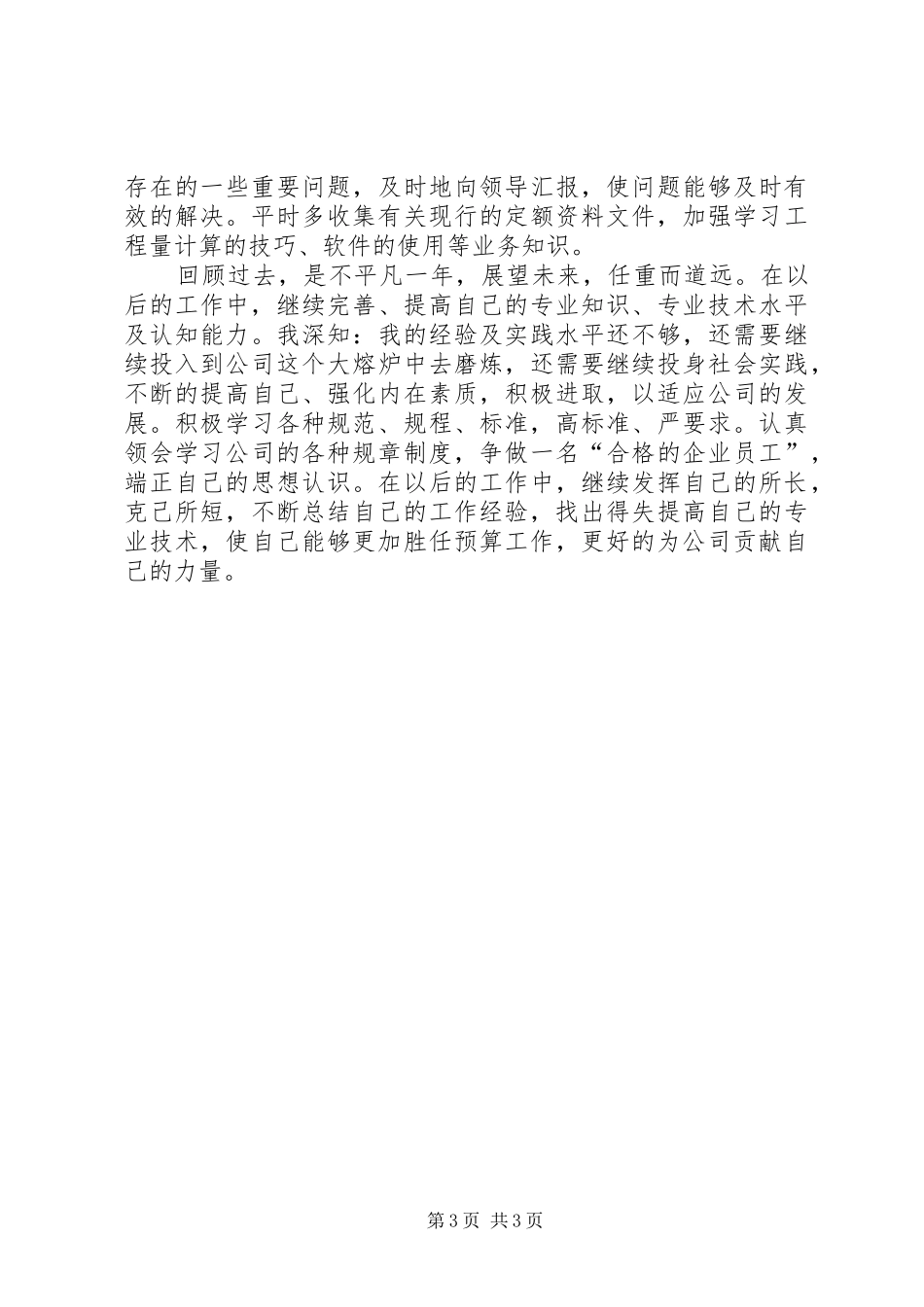 20XX年公司预算部工作总结范文_第3页