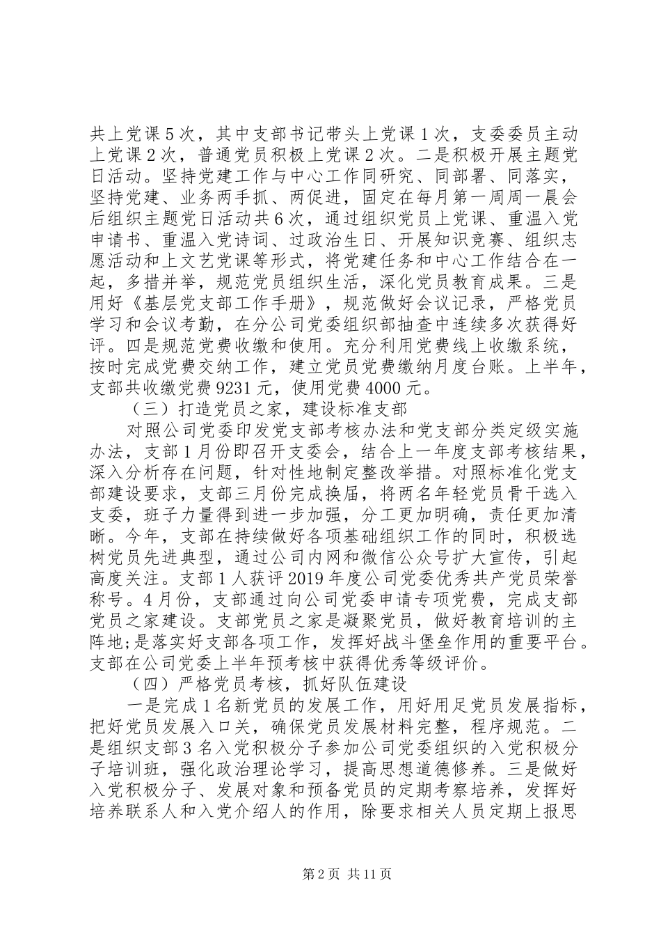 20XX年党支部一个季度工作总结模板五篇_第2页