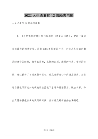 2024人生必看的12部励志电影