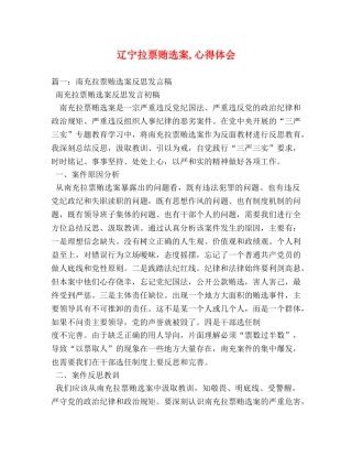 辽宁拉票贿选案,心得体会 