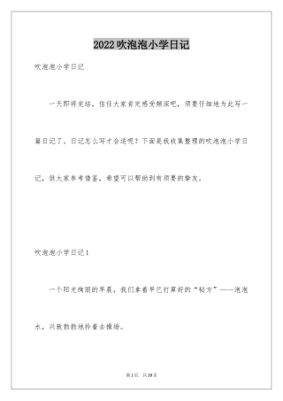 2024吹泡泡小学日记_1
