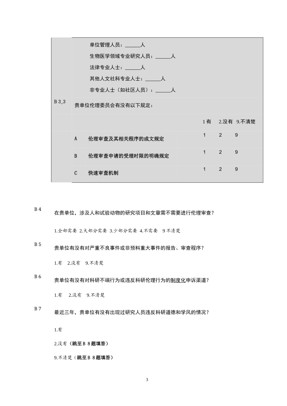 科研伦理意识调查单位问卷_第3页