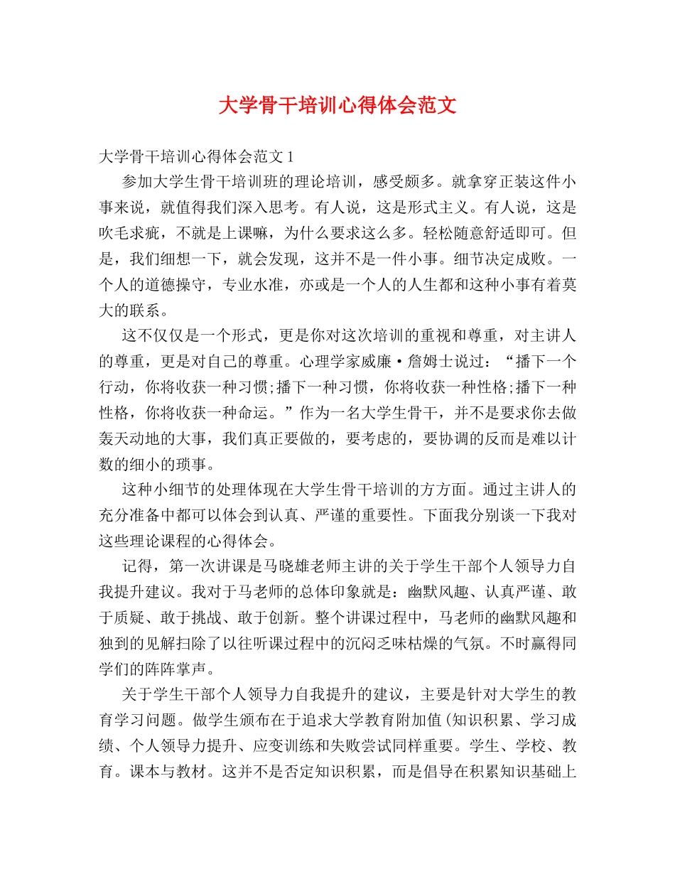 大学骨干培训心得体会范文 _第1页