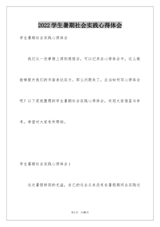 2024学生暑期社会实践心得体会