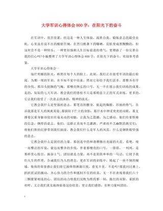 大学军训心得体会800字：在阳光下的奋斗 