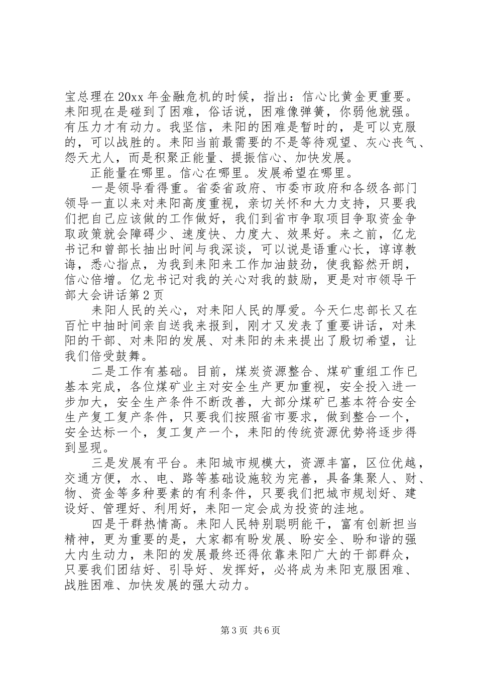 市领导干部大会讲话发言_第3页