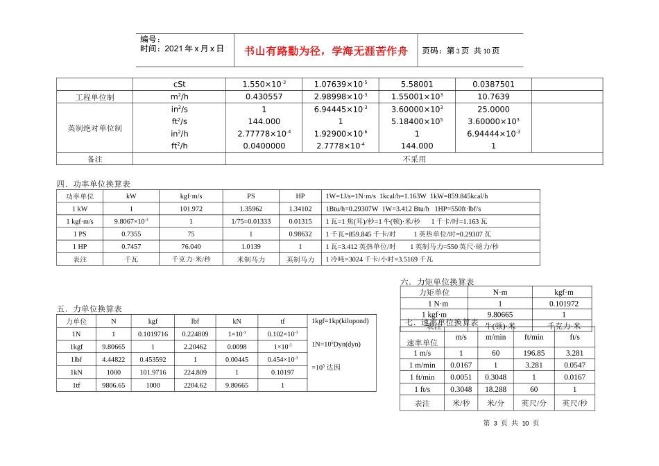 工程设计常用单位换算_第3页