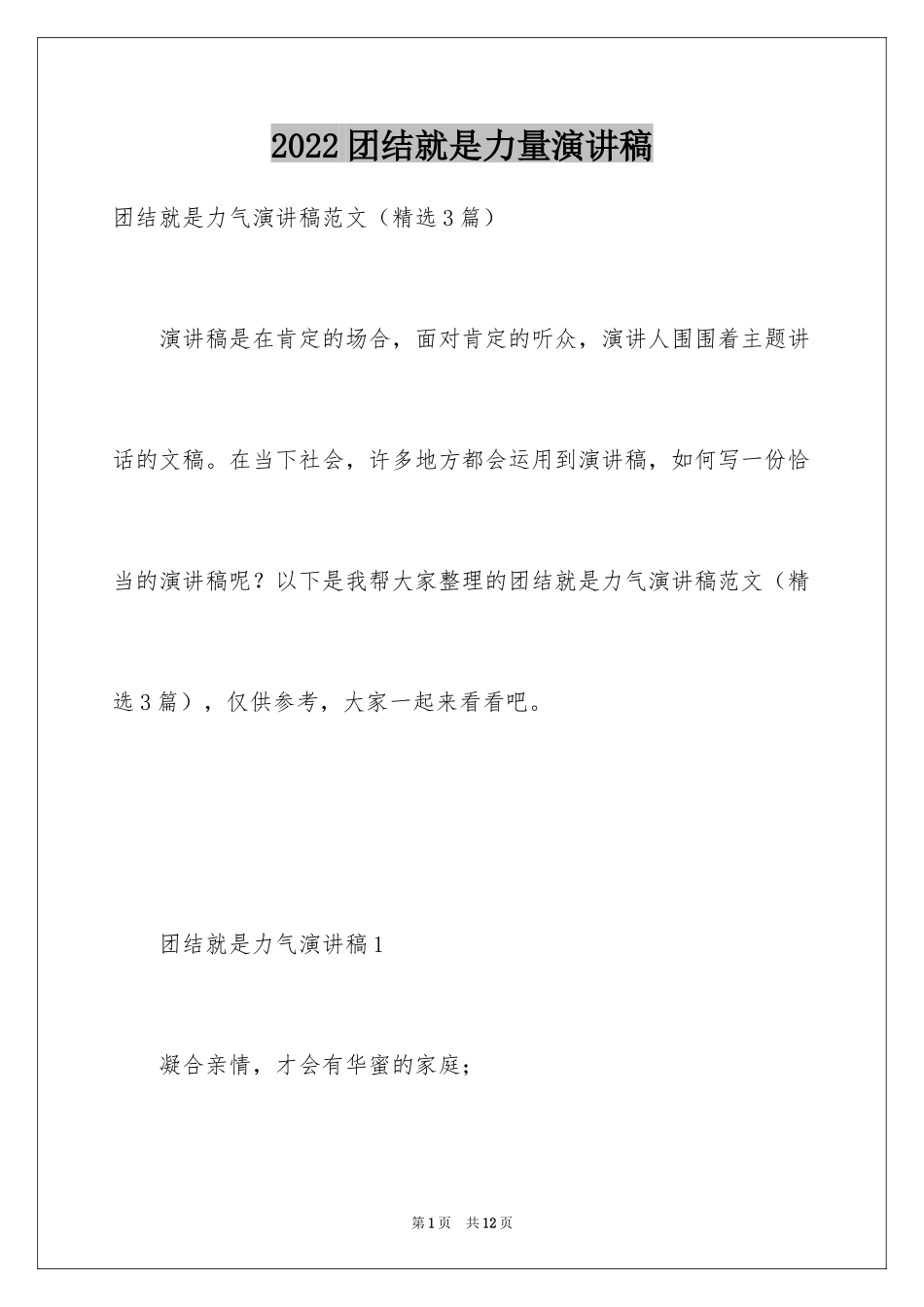 2024团结就是力量演讲稿_510_第1页