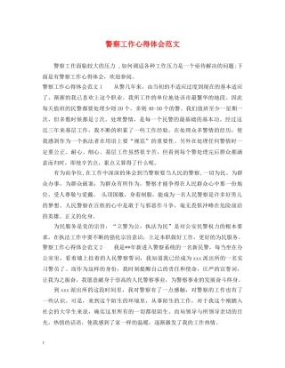 警察工作心得体会范文 