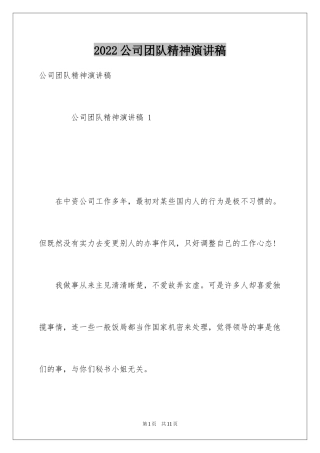 2024公司团队精神演讲稿_2