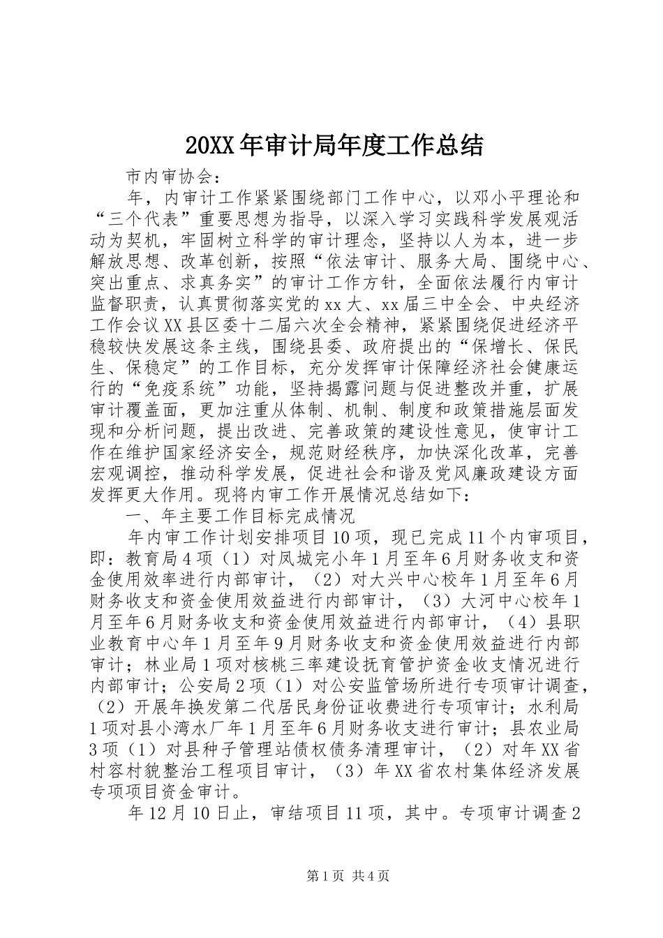 20XX年审计局年度工作总结_第1页