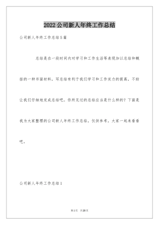 2024公司新人年终工作总结