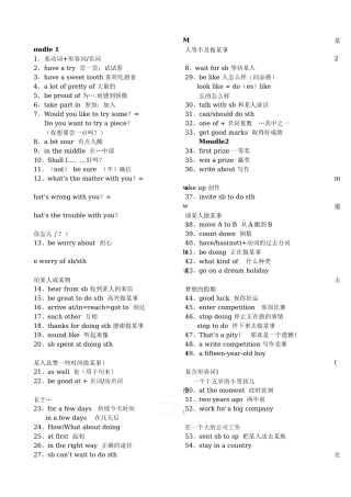 新外研版八年级下册英语复习知识点